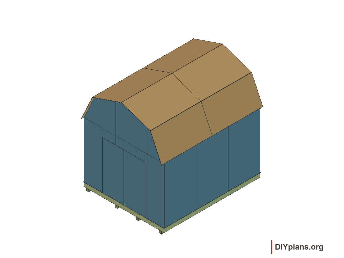 10 by 12 foot gambrel shed, door leaves