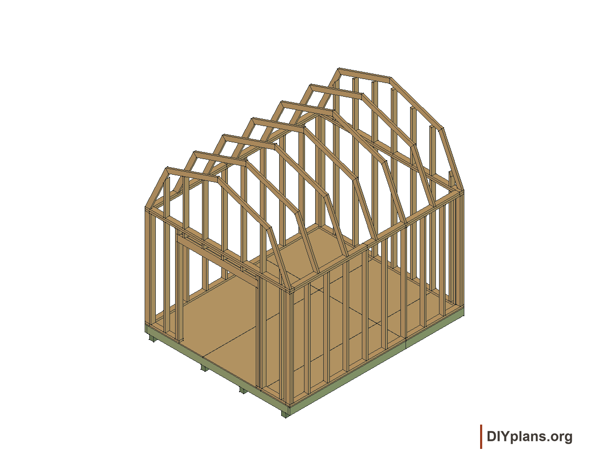 10 by 12 foot gambrel shed, gable studs