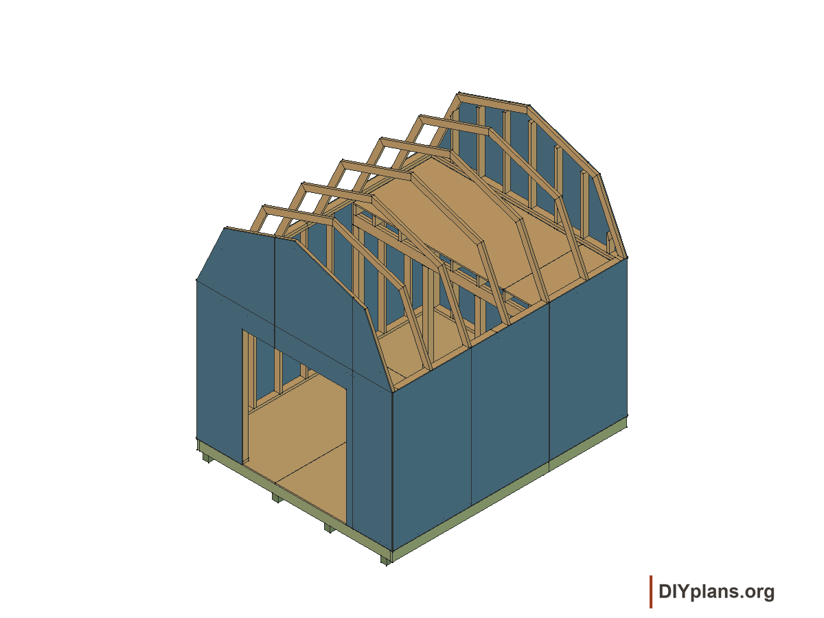 10 by 12 foot gambrel shed, gable panels