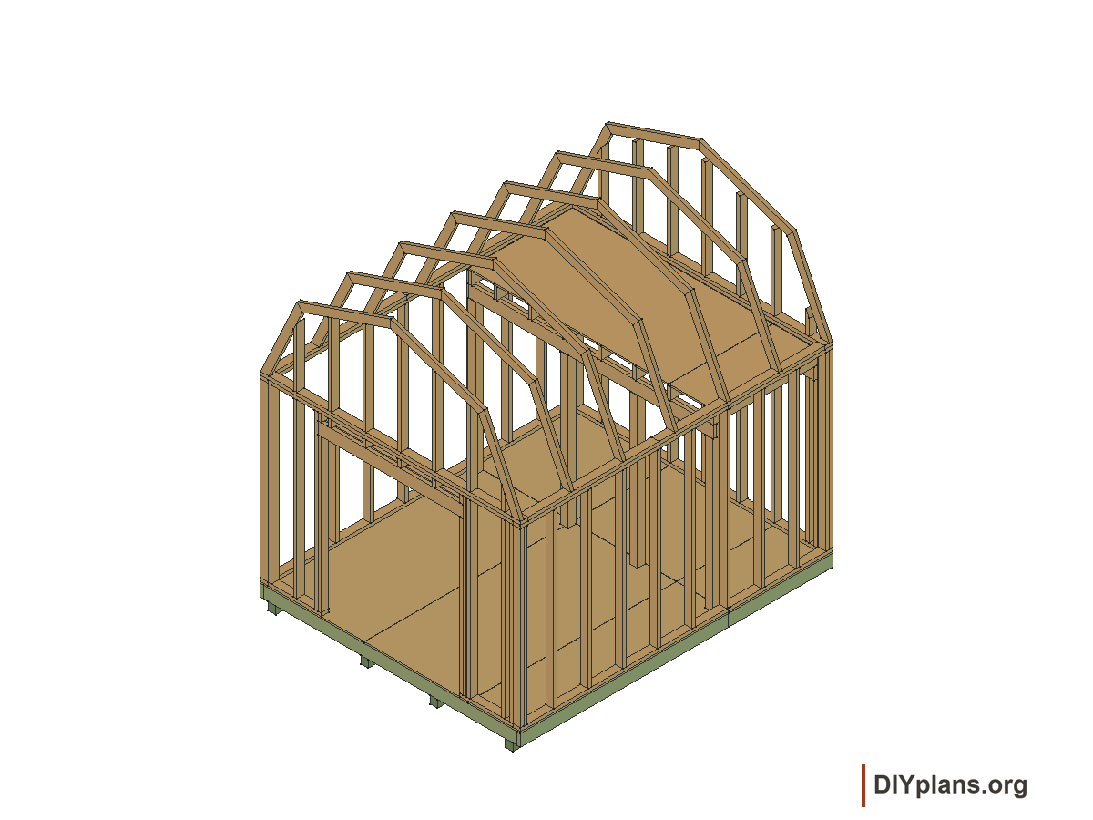 10 by 12 foot gambrel shed, loft panels