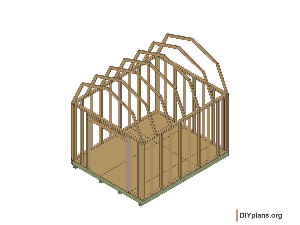 10 by 12 foot gambrel shed, gambrel roof frames
