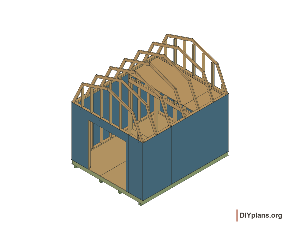 10 by 12 foot gambrel shed, wall panels