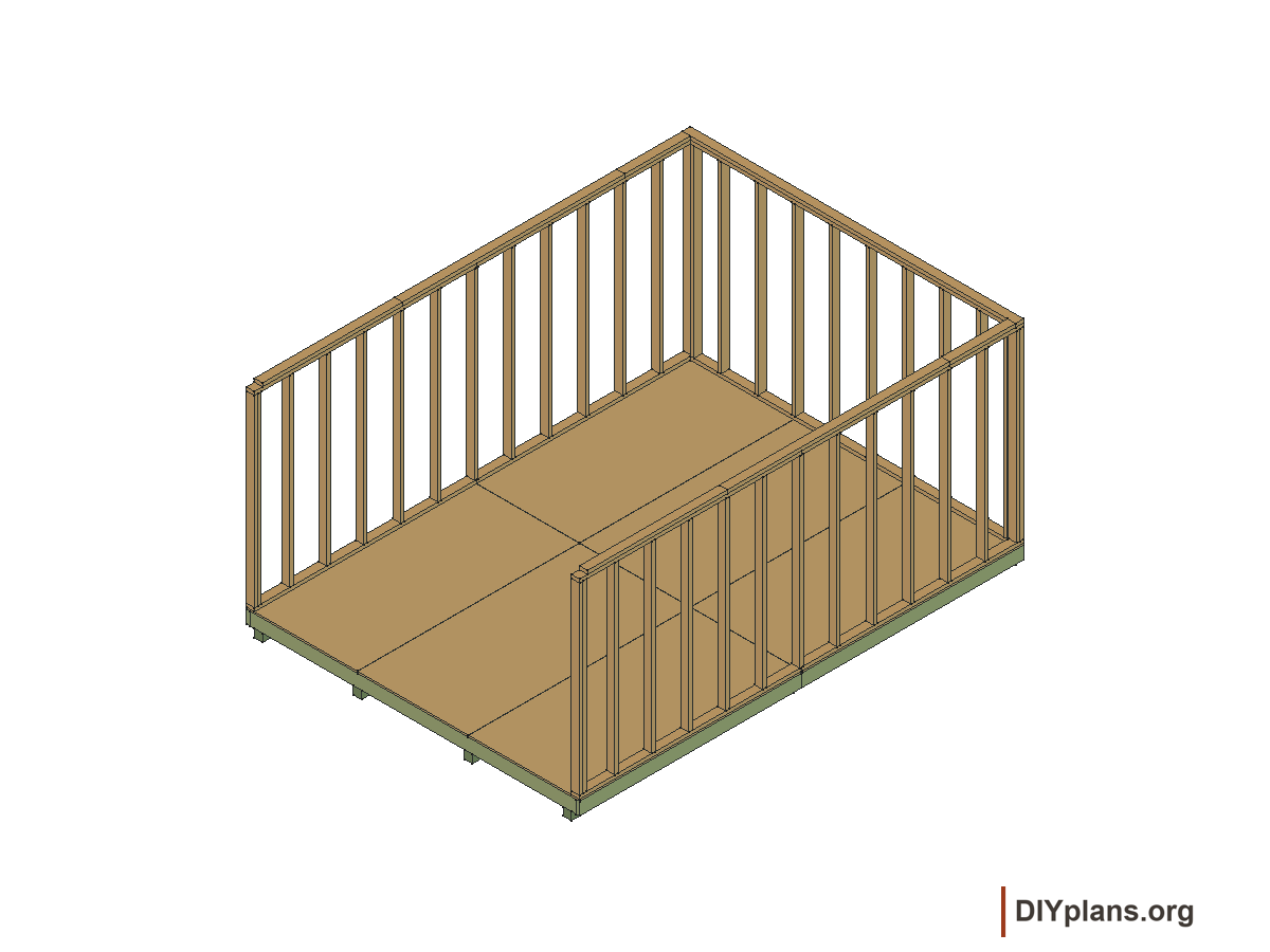 12 by 16 foot gambrel shed, back wall framing