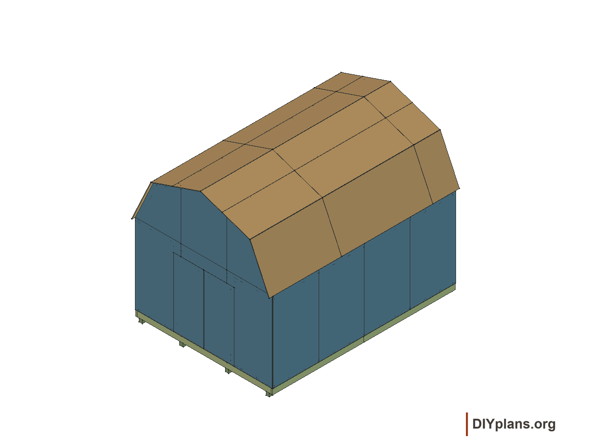 12 by 16 foot gambrel shed, door leaves
