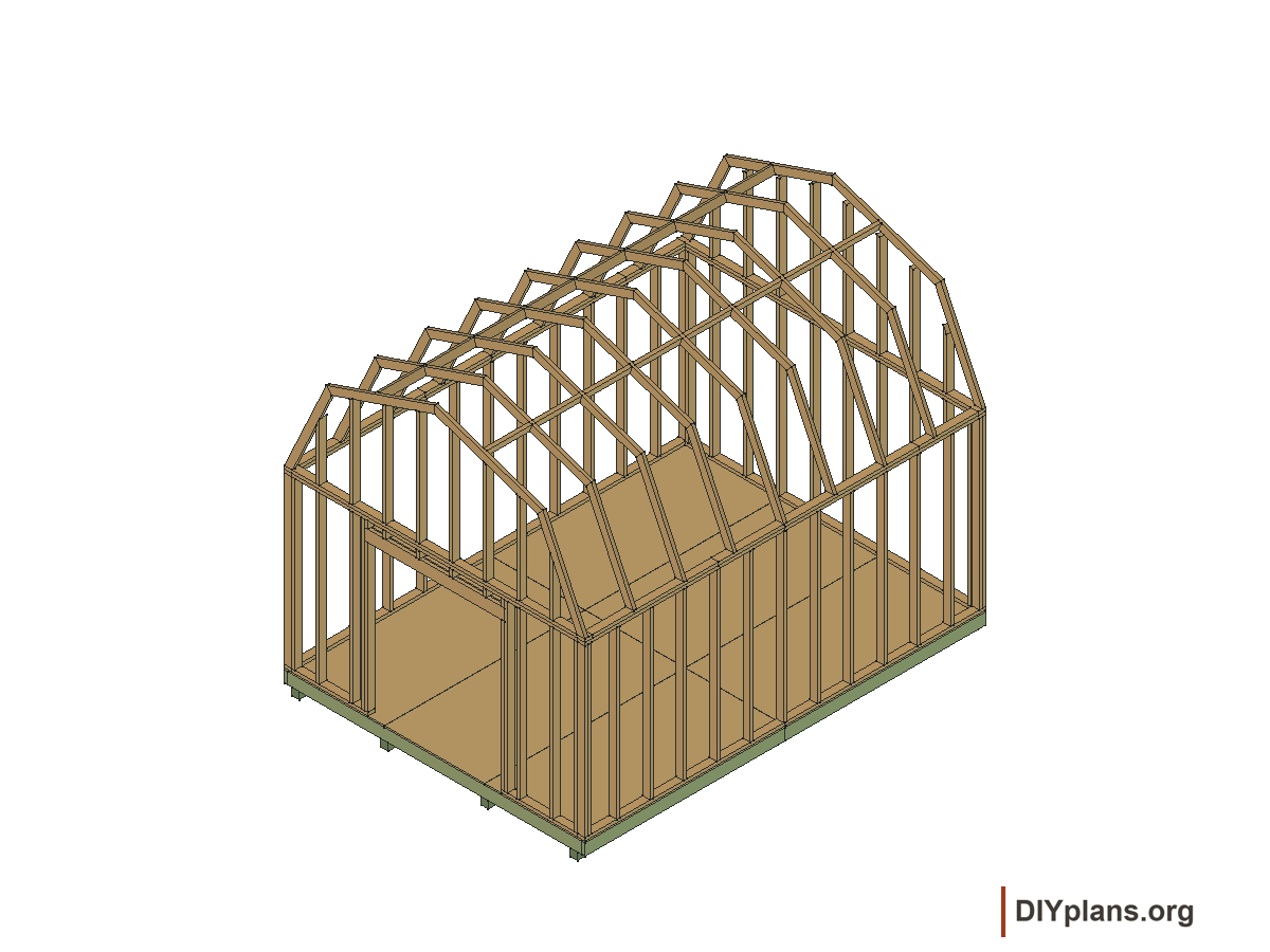 12 by 16 foot gambrel shed, gable studs