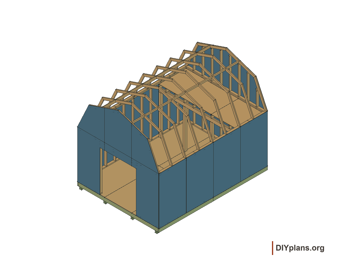 12 by 16 foot gambrel shed, gable panels