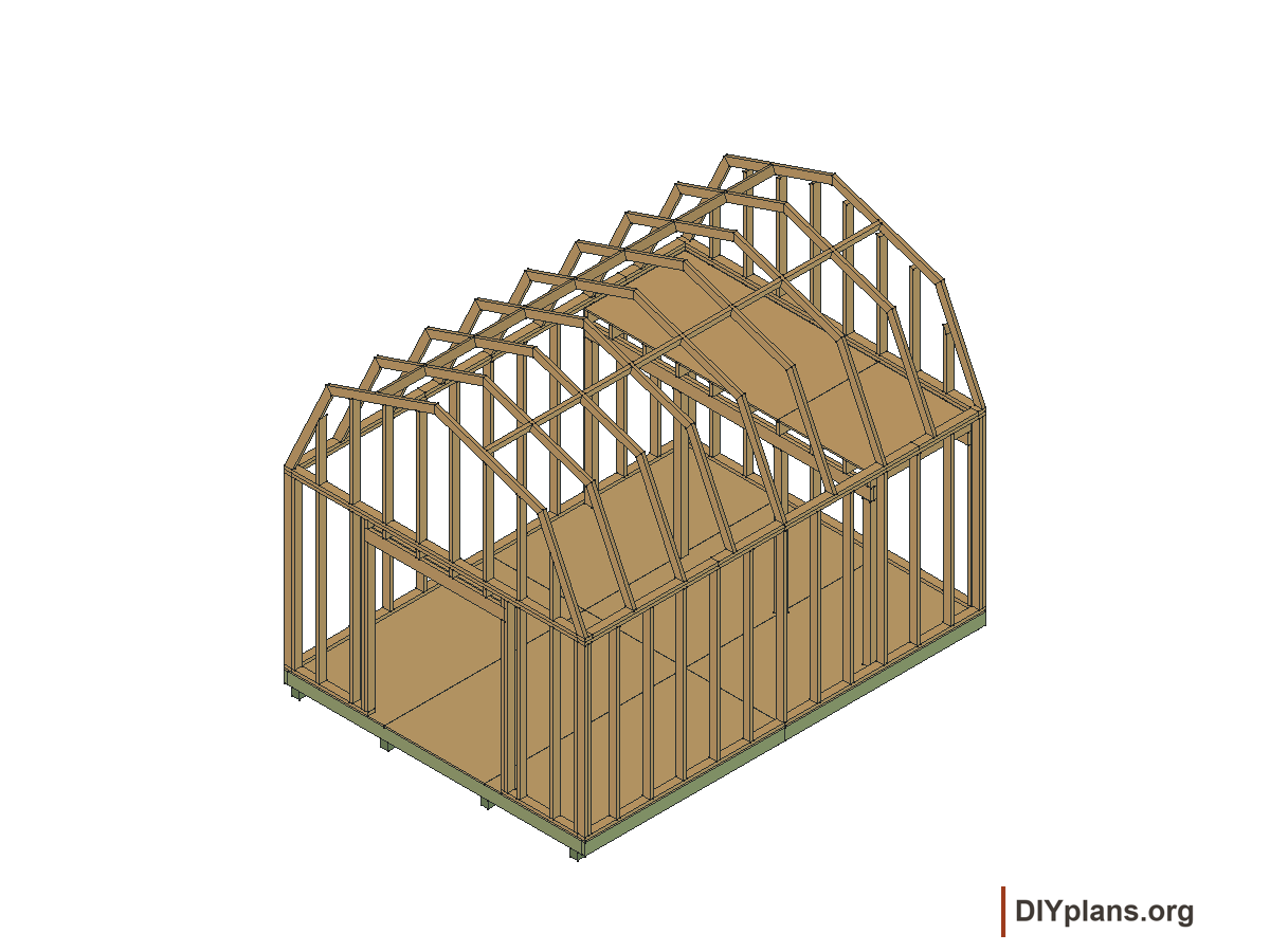 12 by 16 foot gambrel shed, loft panels