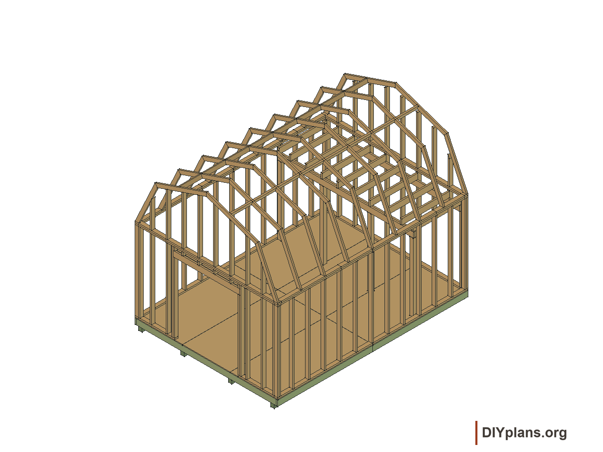 12 by 16 foot gambrel shed, loft joists