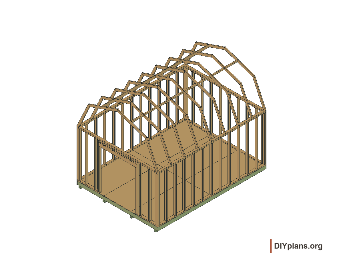 12 by 16 foot gambrel shed, gambrel roof frames