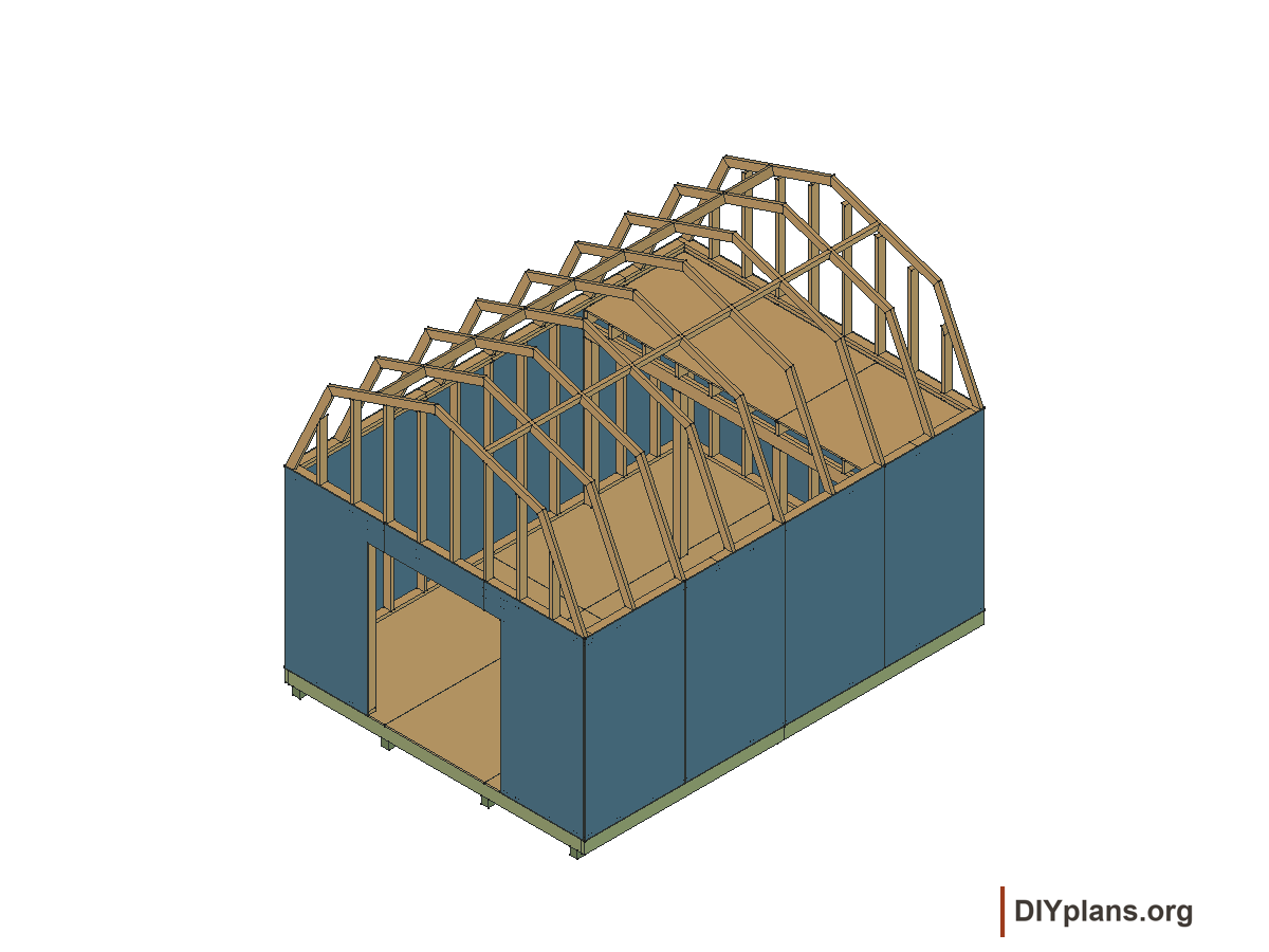 12 by 16 foot gambrel shed, wall panels