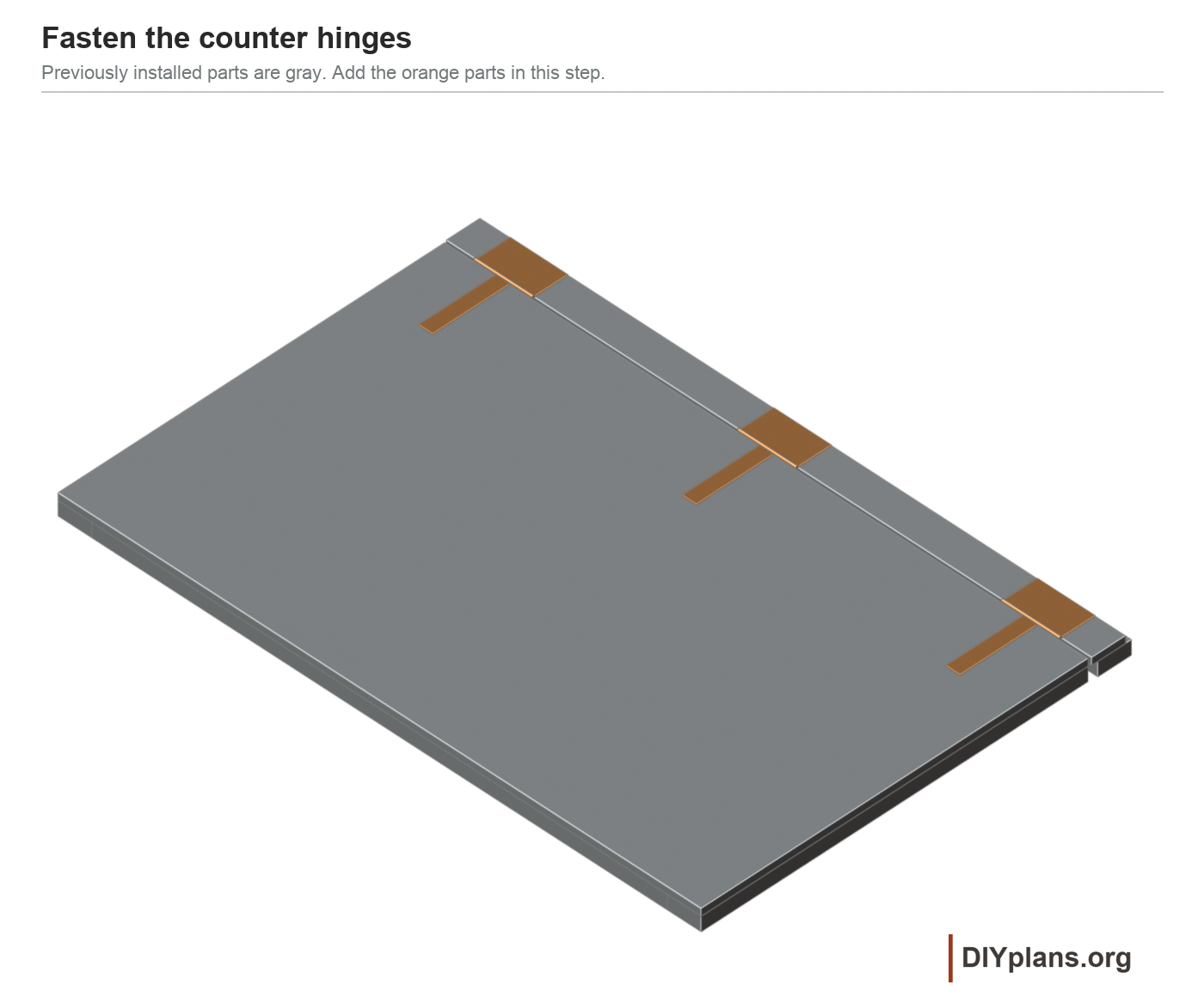 Counter frame, cap, tee hinges, clearances and detachable chain fittings.