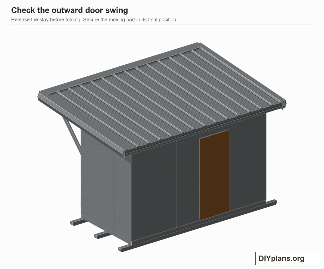 The rear door swings outward, clear of the skid.