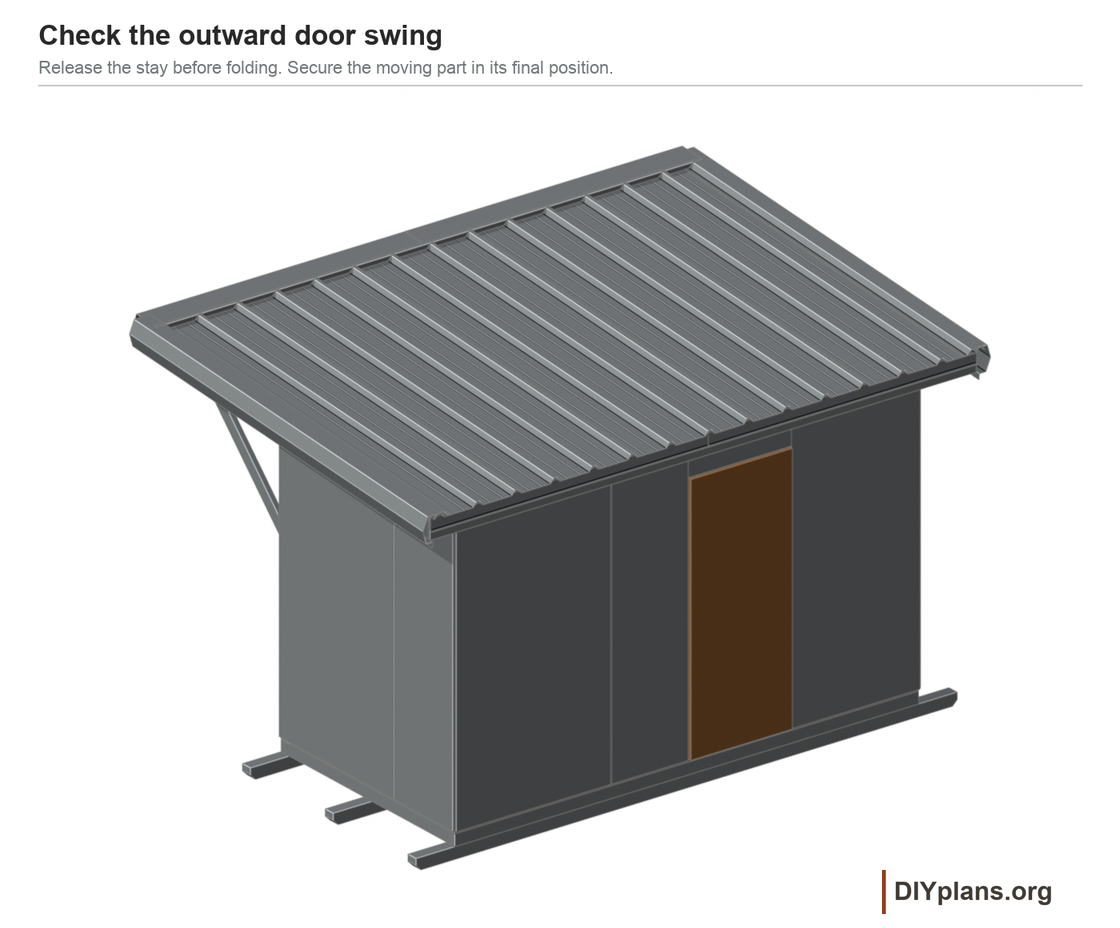 The rear door swings outward, clear of the skid.