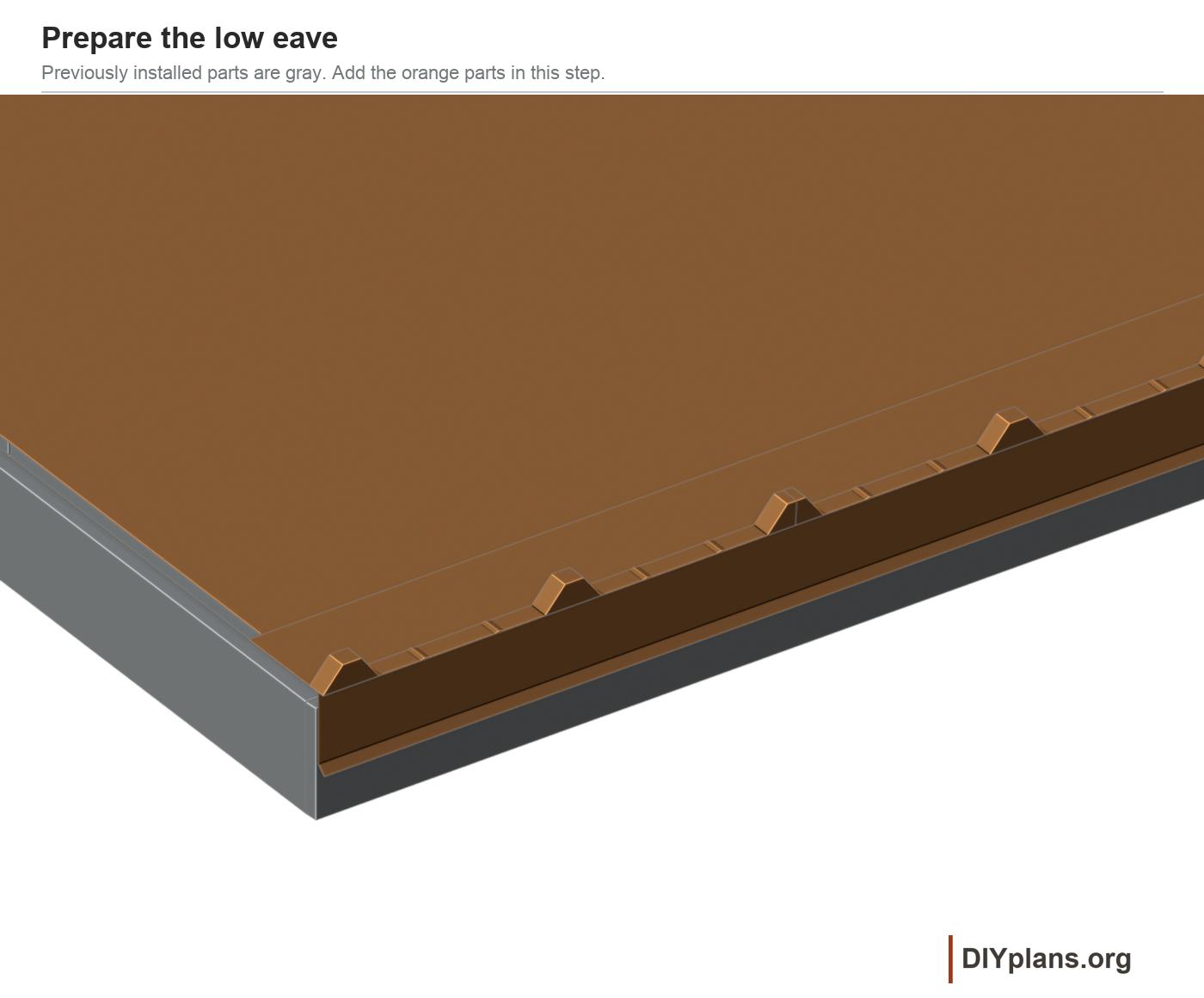 Fascia, underlayment, low-eave trim and inside closure before the metal sheets are installed.