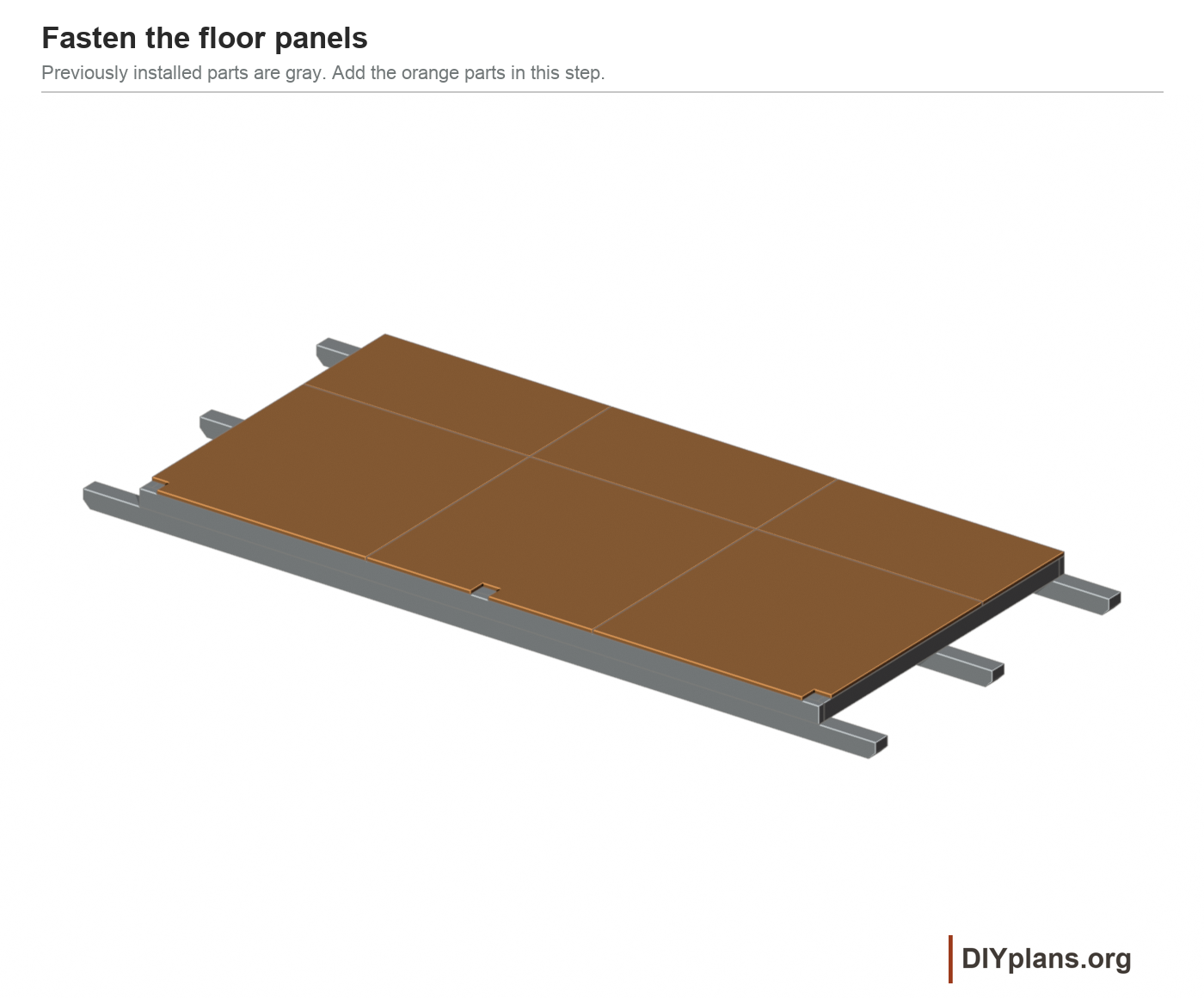 Six floor panels with supported butt joints.