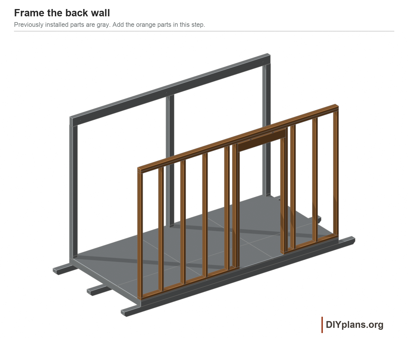 Back-wall framing and the 32 x 77 in door opening.