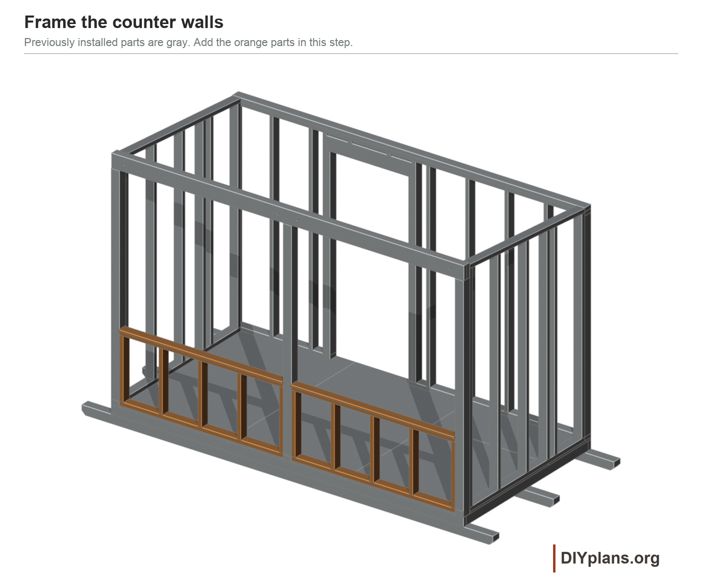 Low front walls with the fixed hinge caps.