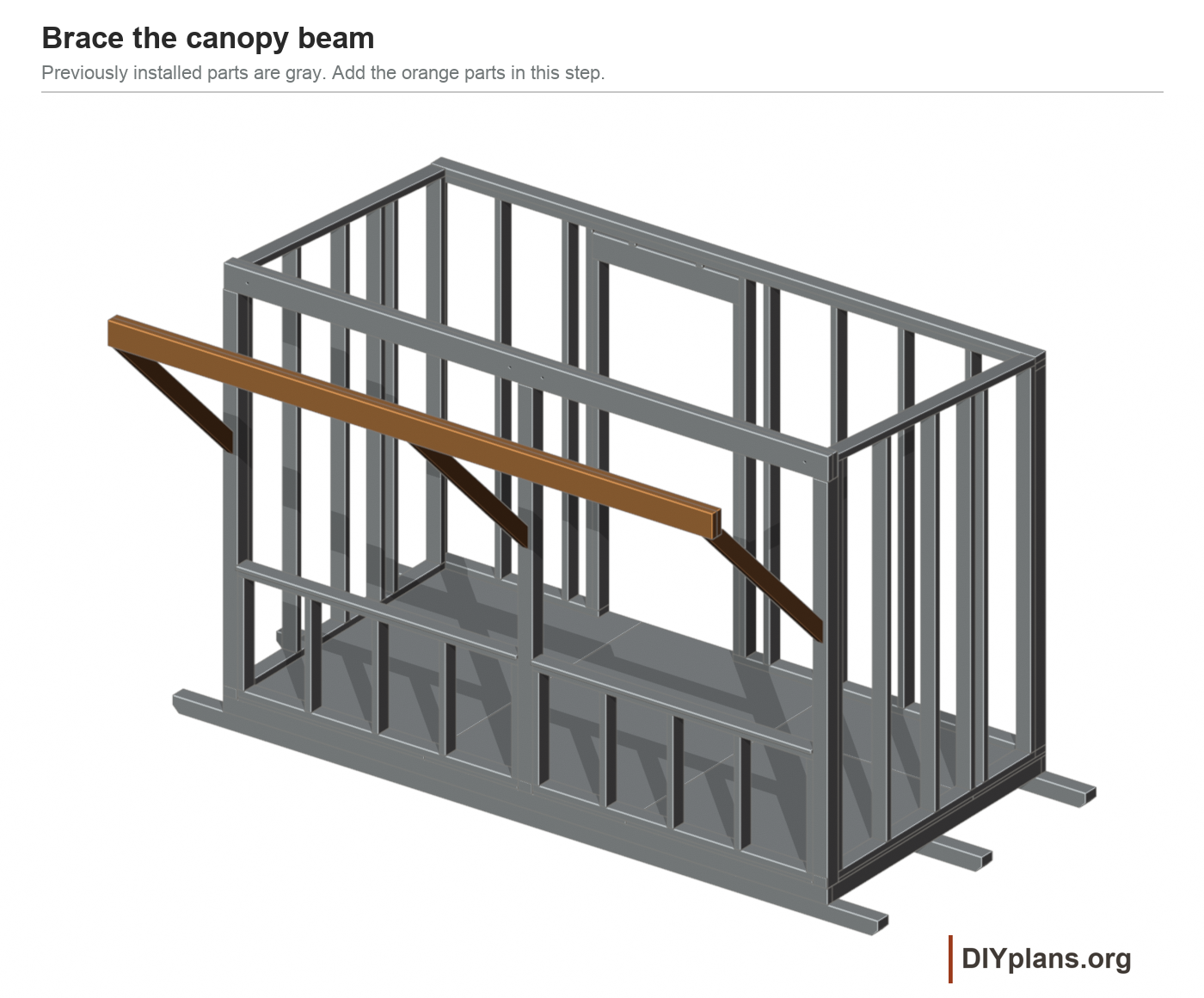 Three fitted braces support the canopy beam.