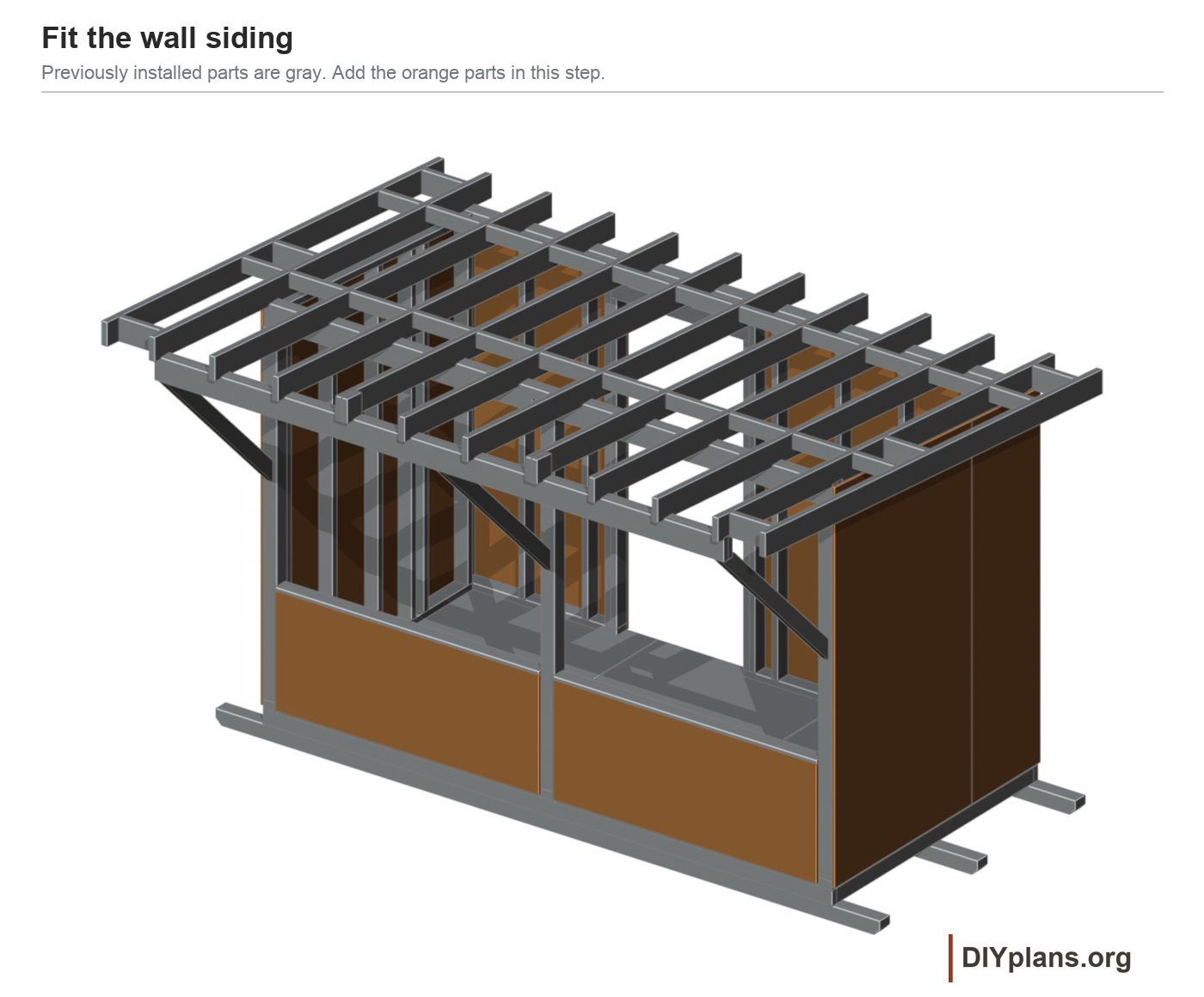 Supported plywood siding and the rear opening.
