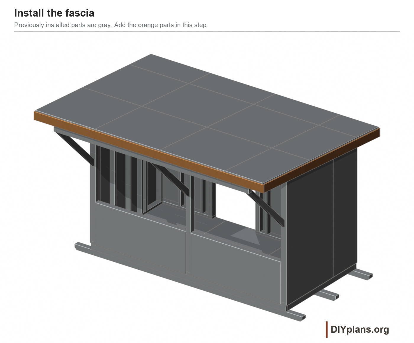 Fascia fitted around the plywood roof deck.