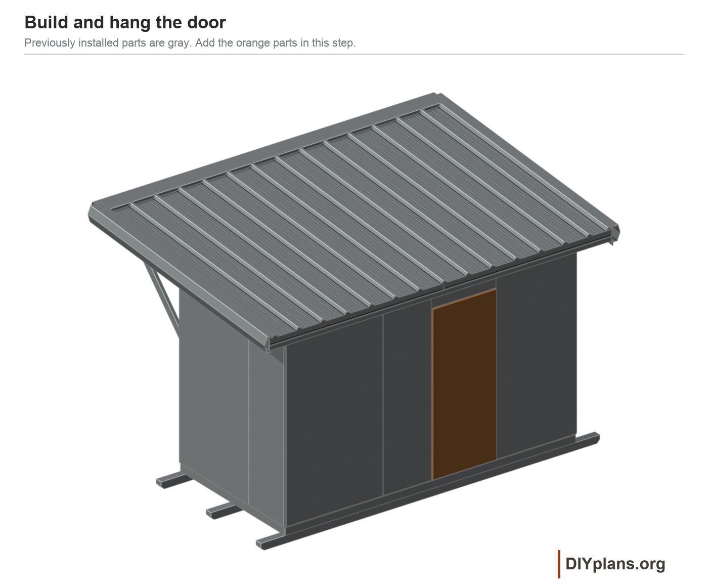 The framed rear door and its stops.