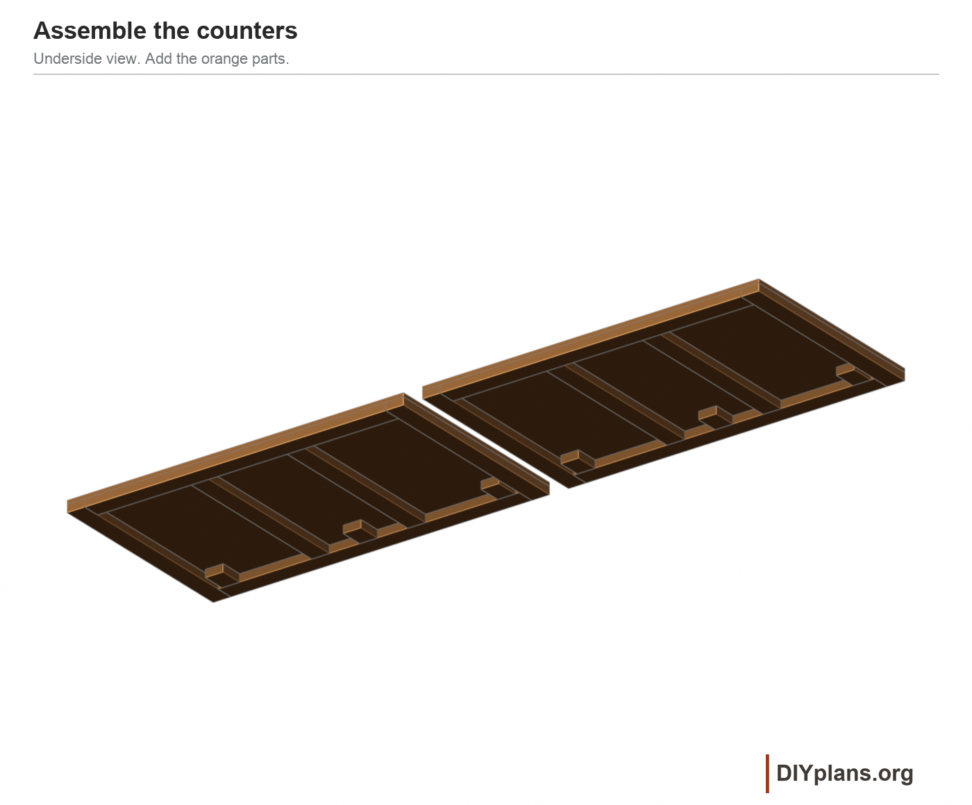 Two counter panels with flat frames and hinge backing.