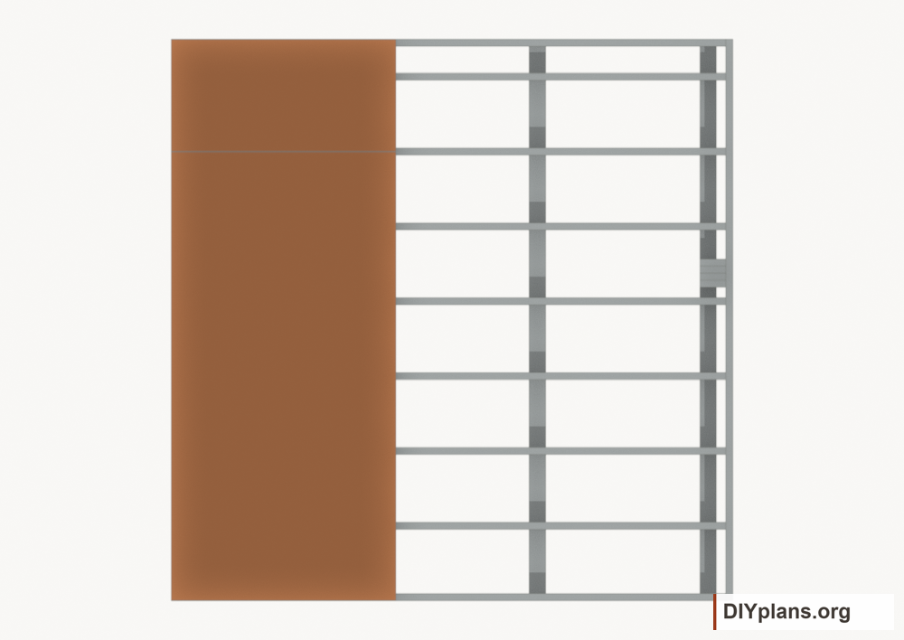 Lay floor strip 1. Current components orange; earlier work gray.