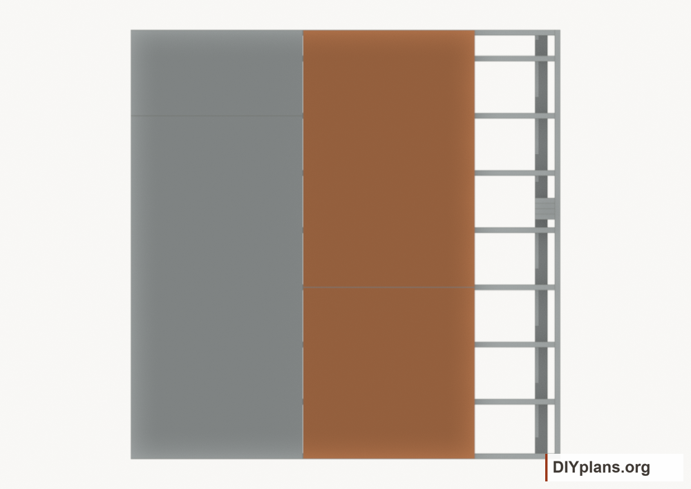 Lay floor strip 2. Current components orange; earlier work gray.