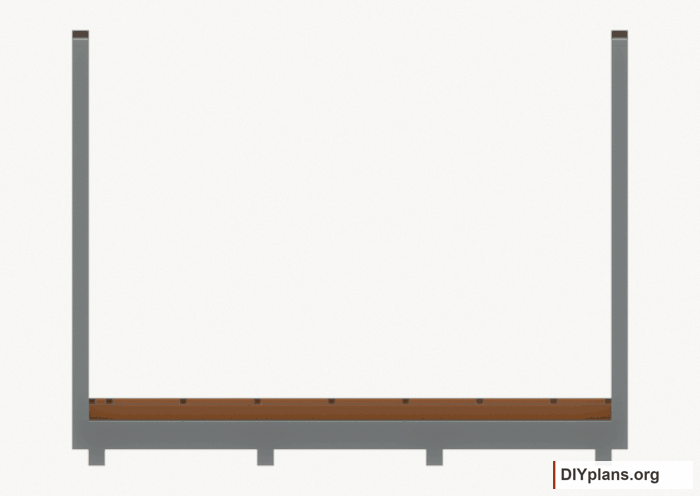 Assemble and raise the rear wall. Current components orange; earlier work gray. Movement.