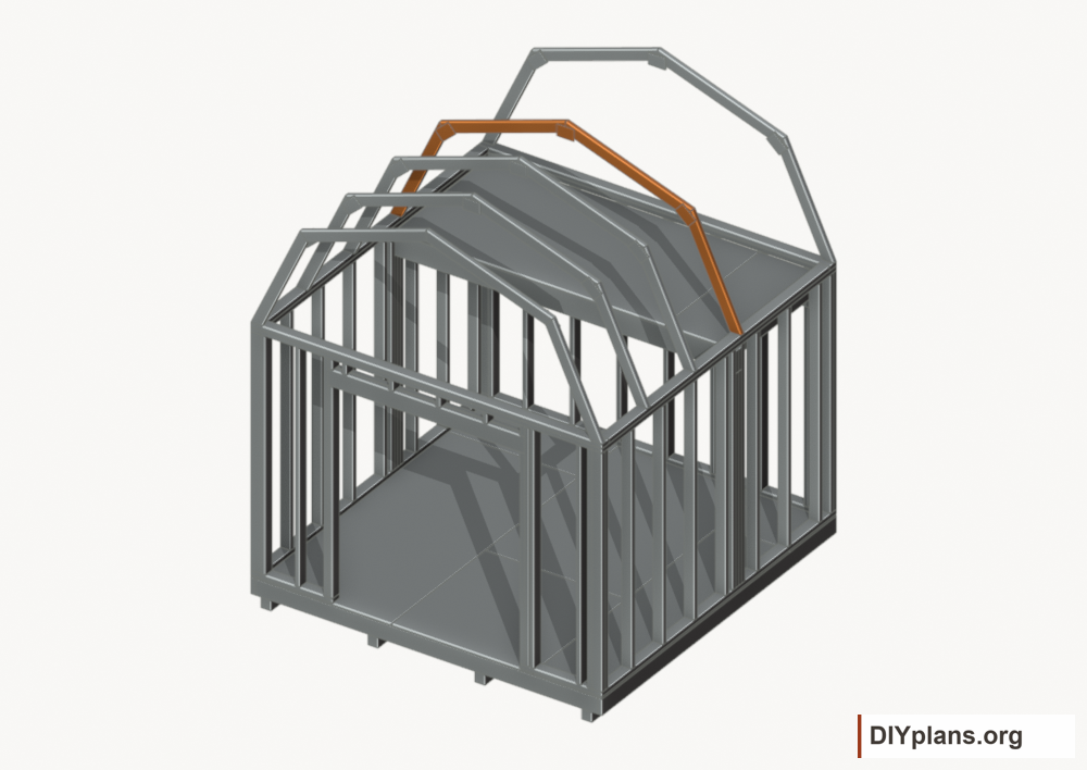 Raise the intermediate 3 roof frame. Current components orange; earlier work gray.