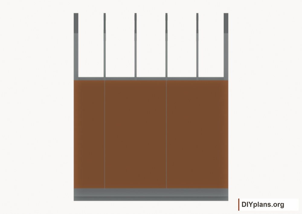 Fasten the left wall siding. Current components orange; earlier work gray.