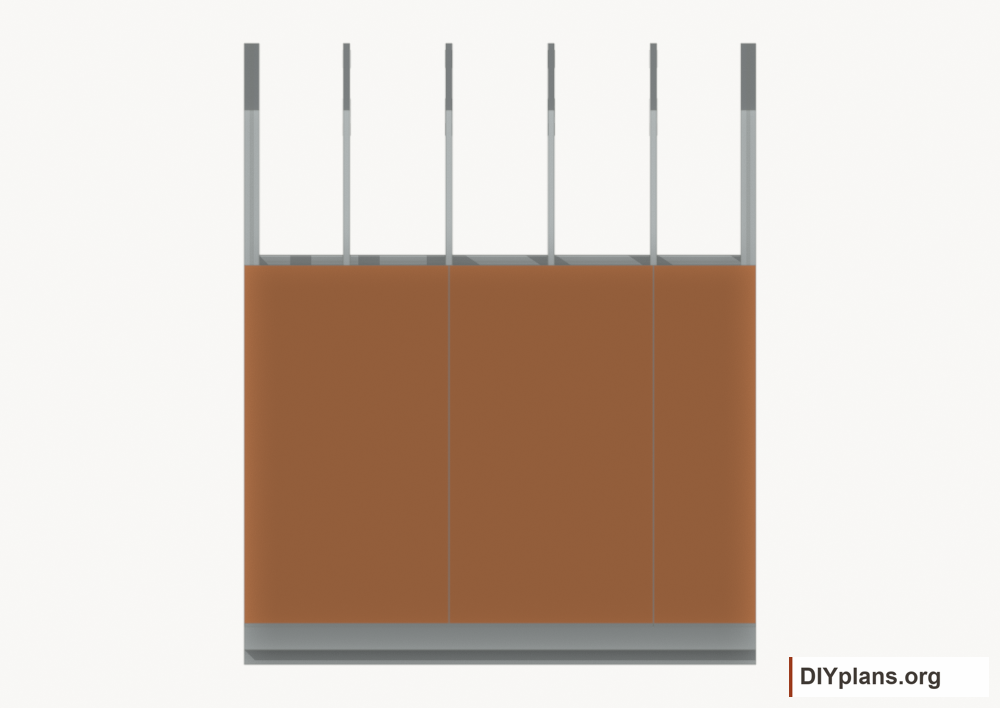 Fasten the right wall siding. Current components orange; earlier work gray.