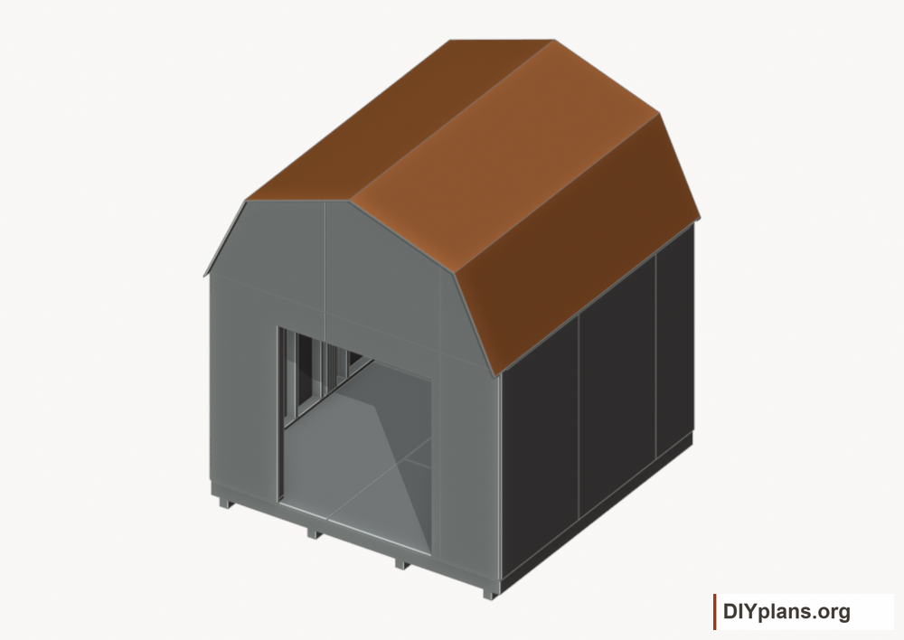 Lay the roof underlayment. Current components orange; earlier work gray.