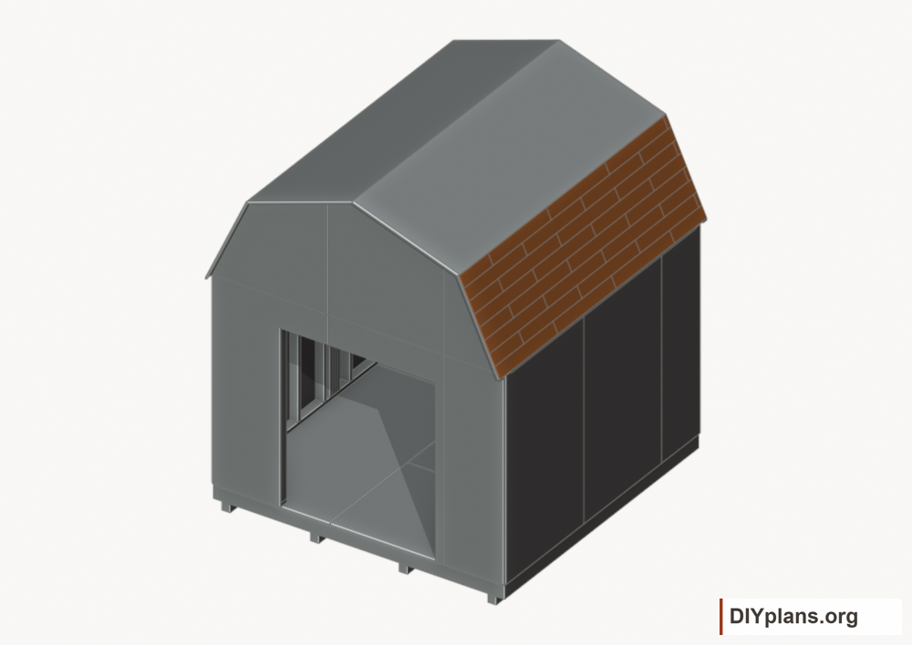 Shingle the lower roof facets. Current components orange; earlier work gray.