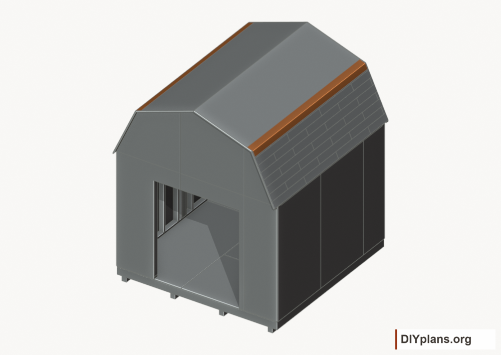 Flash the gambrel knees. Current components orange; earlier work gray.