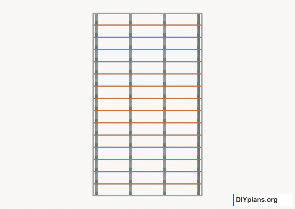 Install the floor joists. Current components orange; earlier work gray.