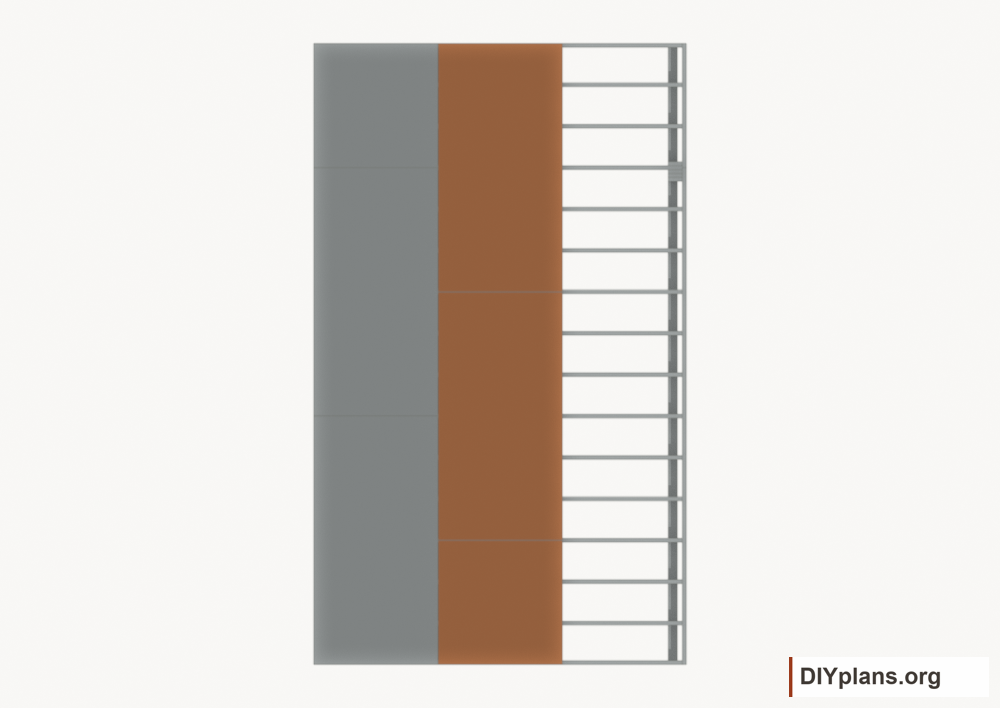 Lay floor strip 2. Current components orange; earlier work gray.