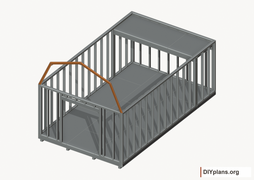 Raise the front end roof frame. Current components orange; earlier work gray.
