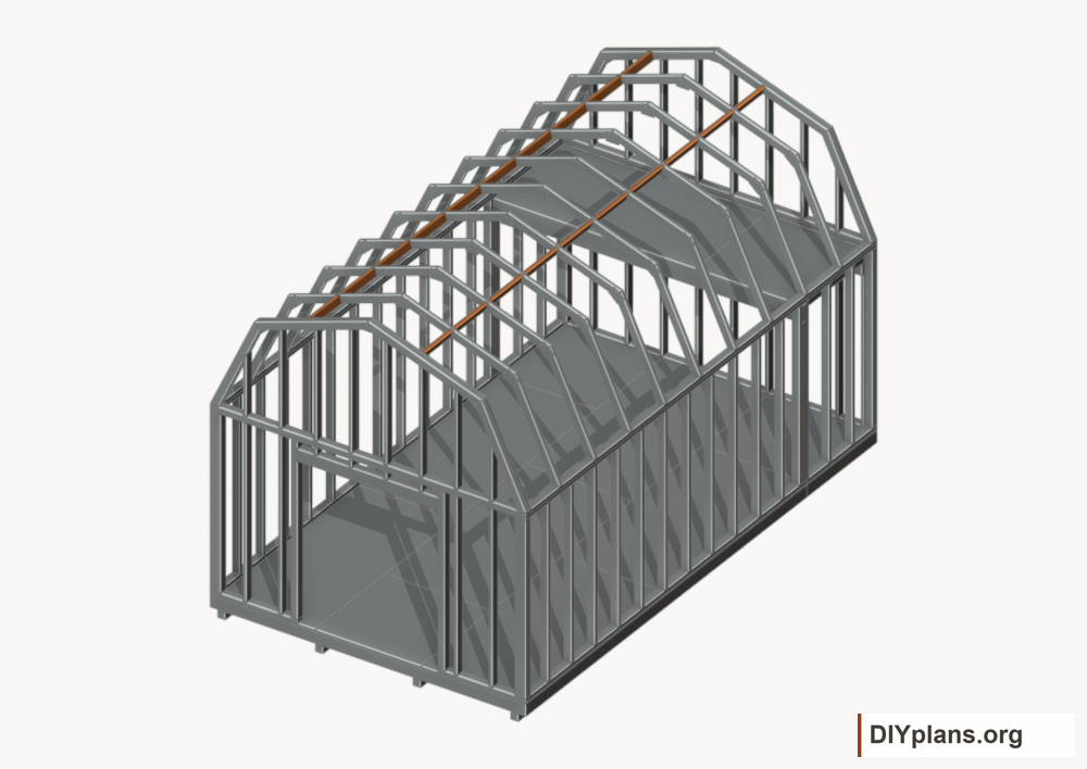 Fit the roof panel seam blocking. Current components orange; earlier work gray.