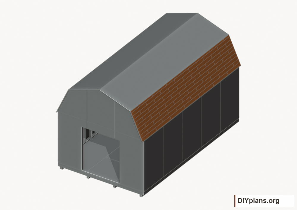 Shingle the lower roof facets. Current components orange; earlier work gray.