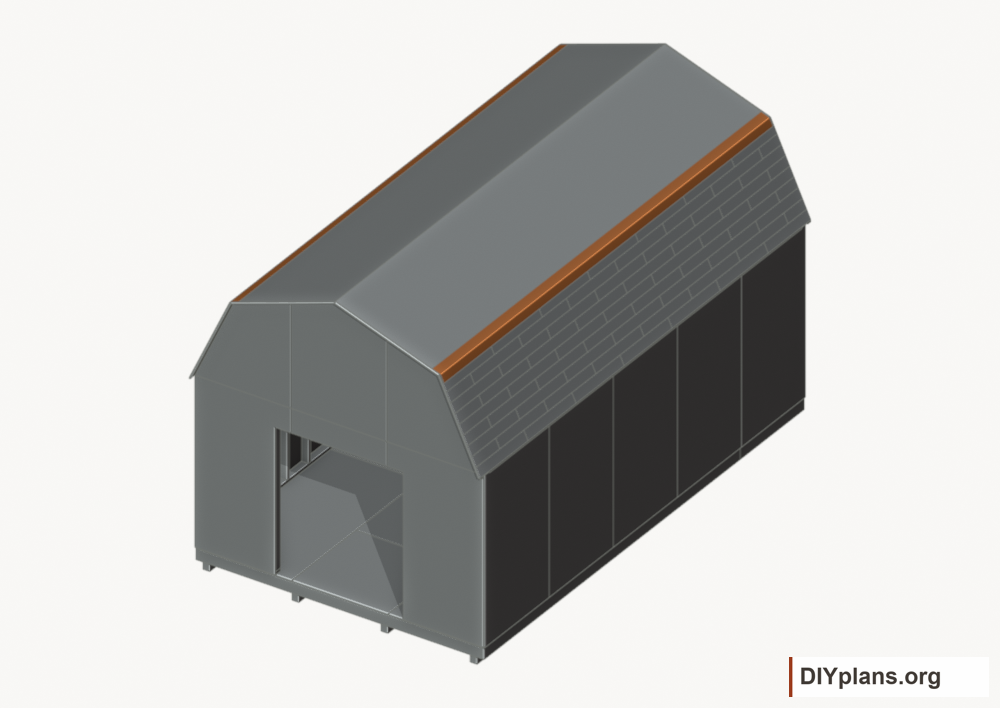 Flash the gambrel knees. Current components orange; earlier work gray.