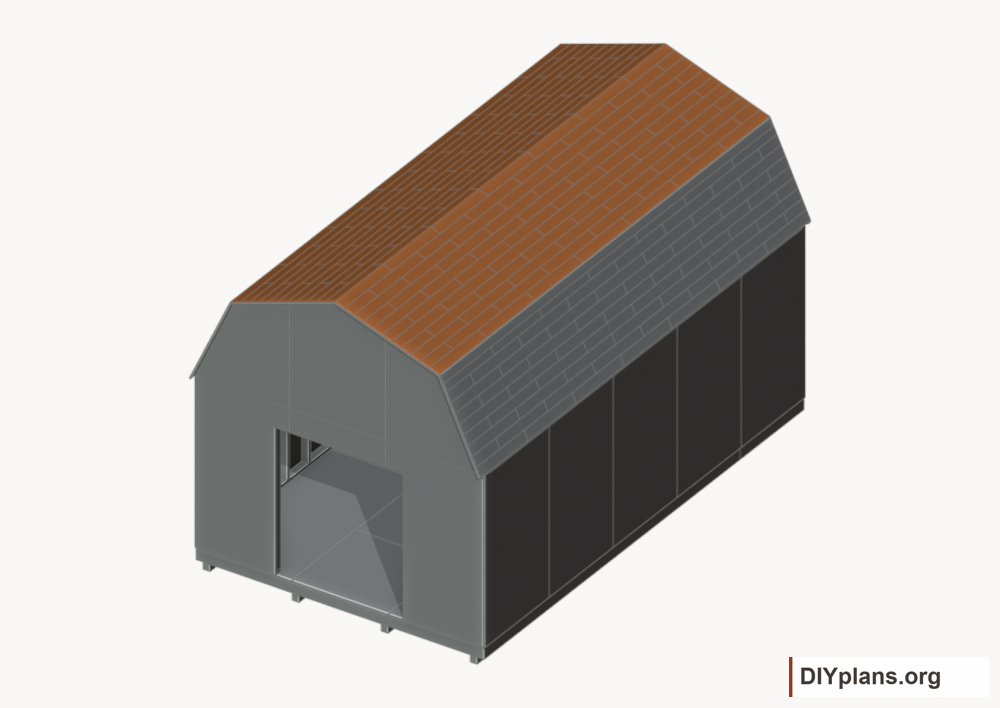 Shingle the upper roof facets. Current components orange; earlier work gray.