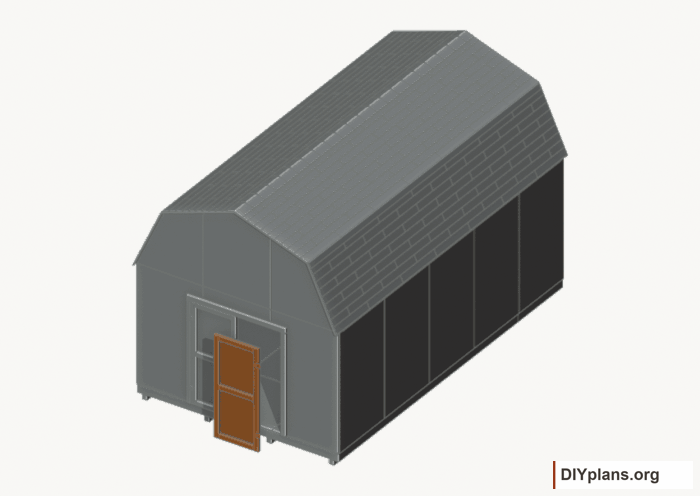 Build and hang the right door. Current components orange; earlier work gray. Movement.