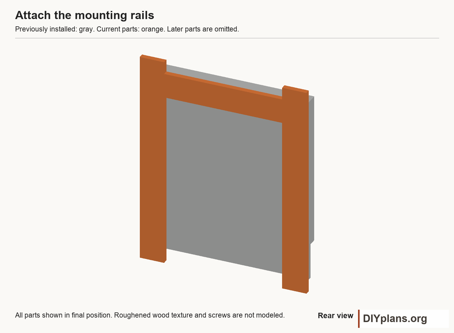 Attach the mounting rails for Small economy bat house