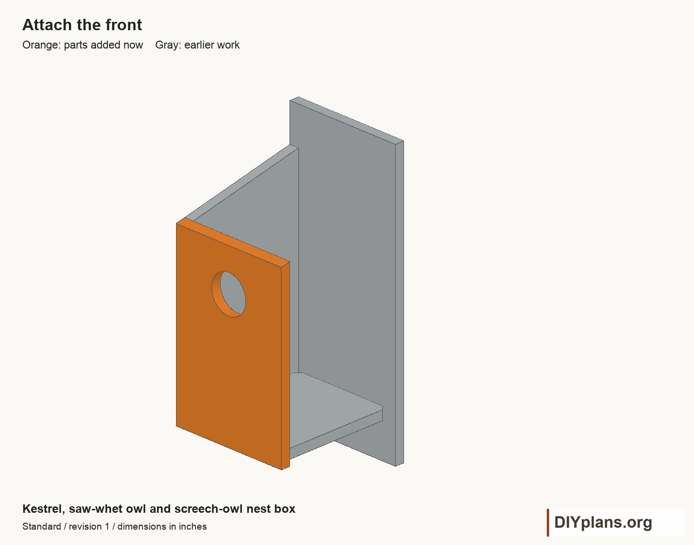 Kestrel, saw-whet owl and screech-owl nest box 03 front