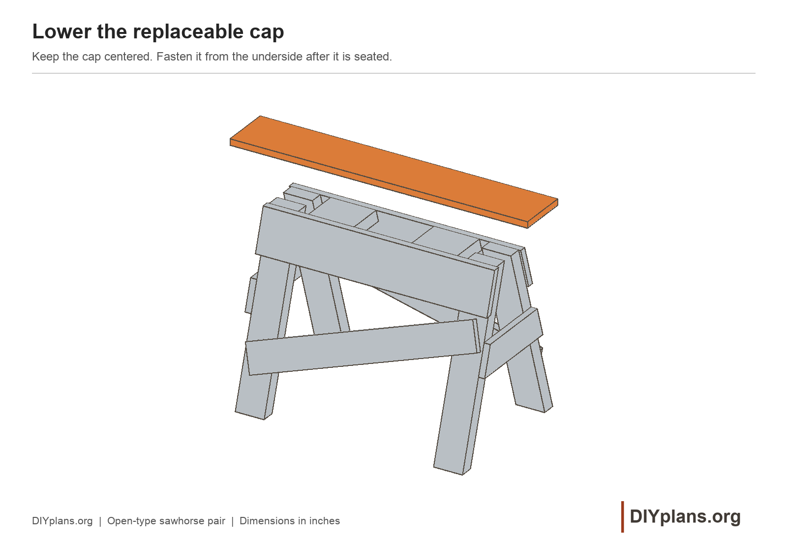 Cap motion for the matching sawhorse pair.