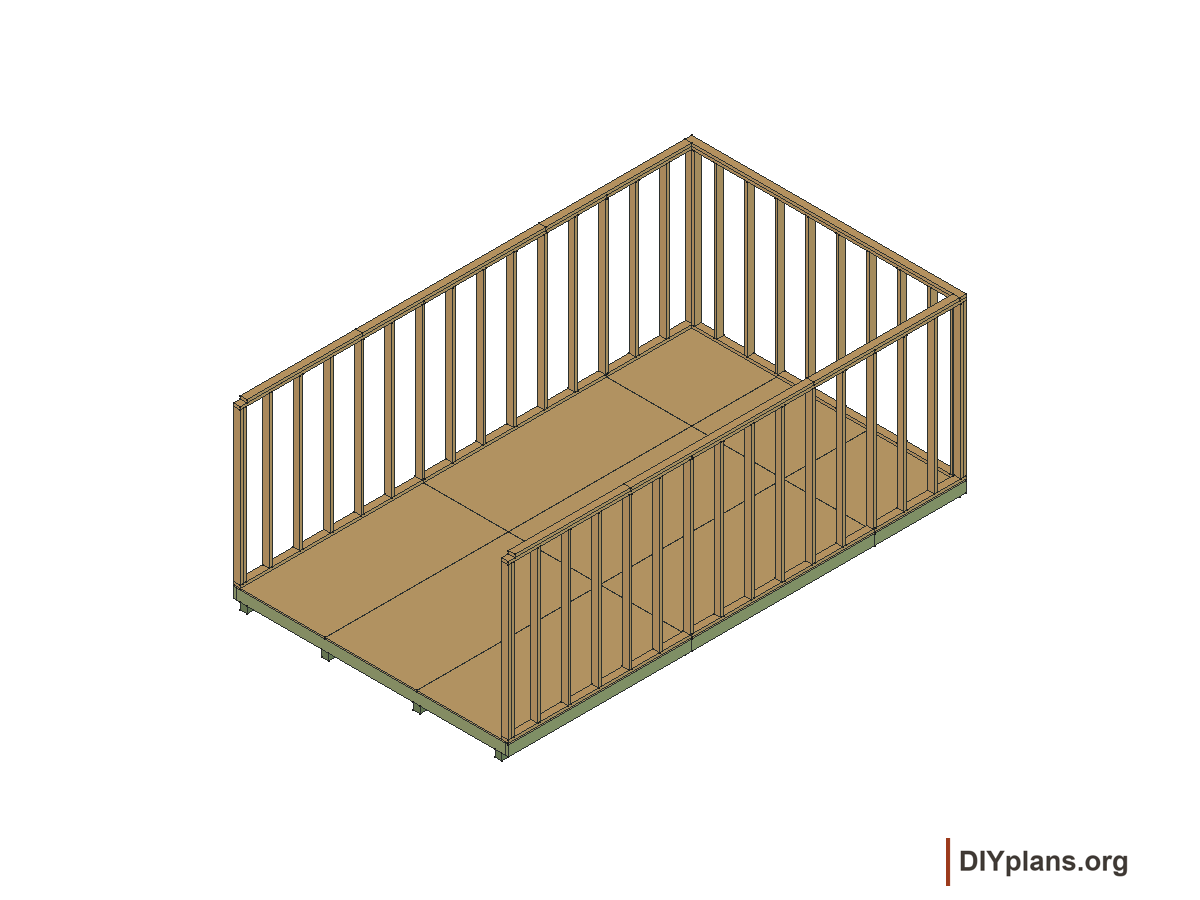 12 by 20 foot gambrel shed, back wall framing