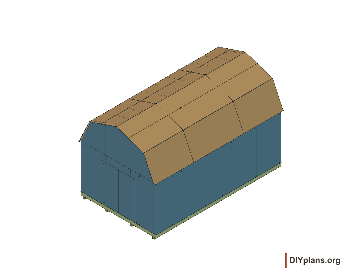 12 by 20 foot gambrel shed, door leaves