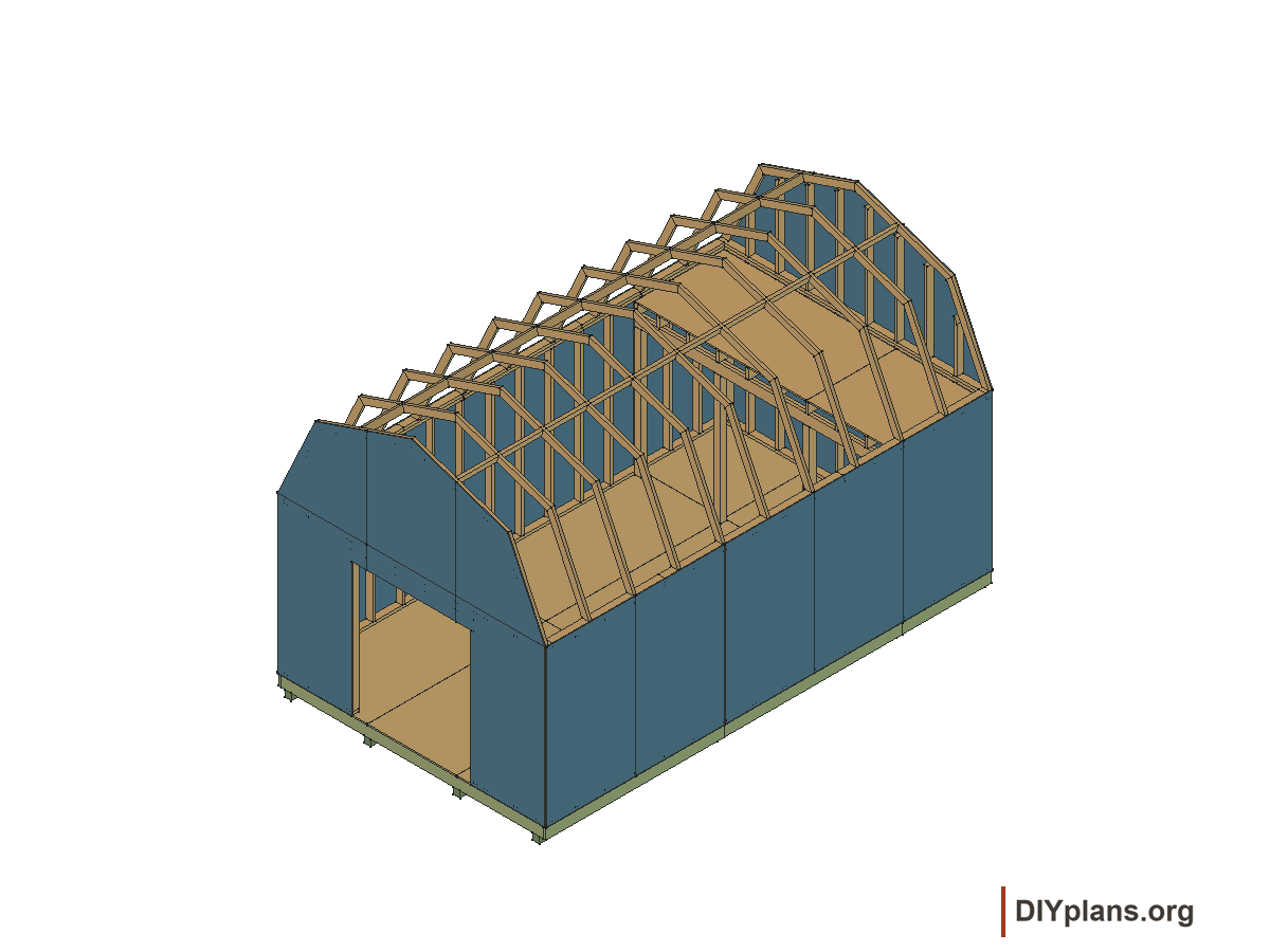 12 by 20 foot gambrel shed, gable panels