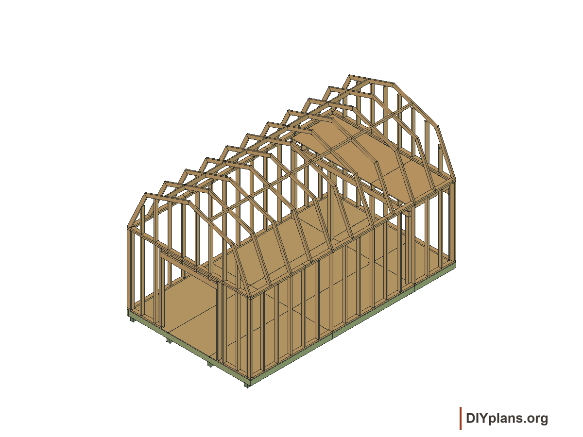 12 by 20 foot gambrel shed, loft panels